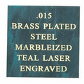 Marbled Teal Brass Steel Engraving Sheet Stock (12"x24"x0.015")
